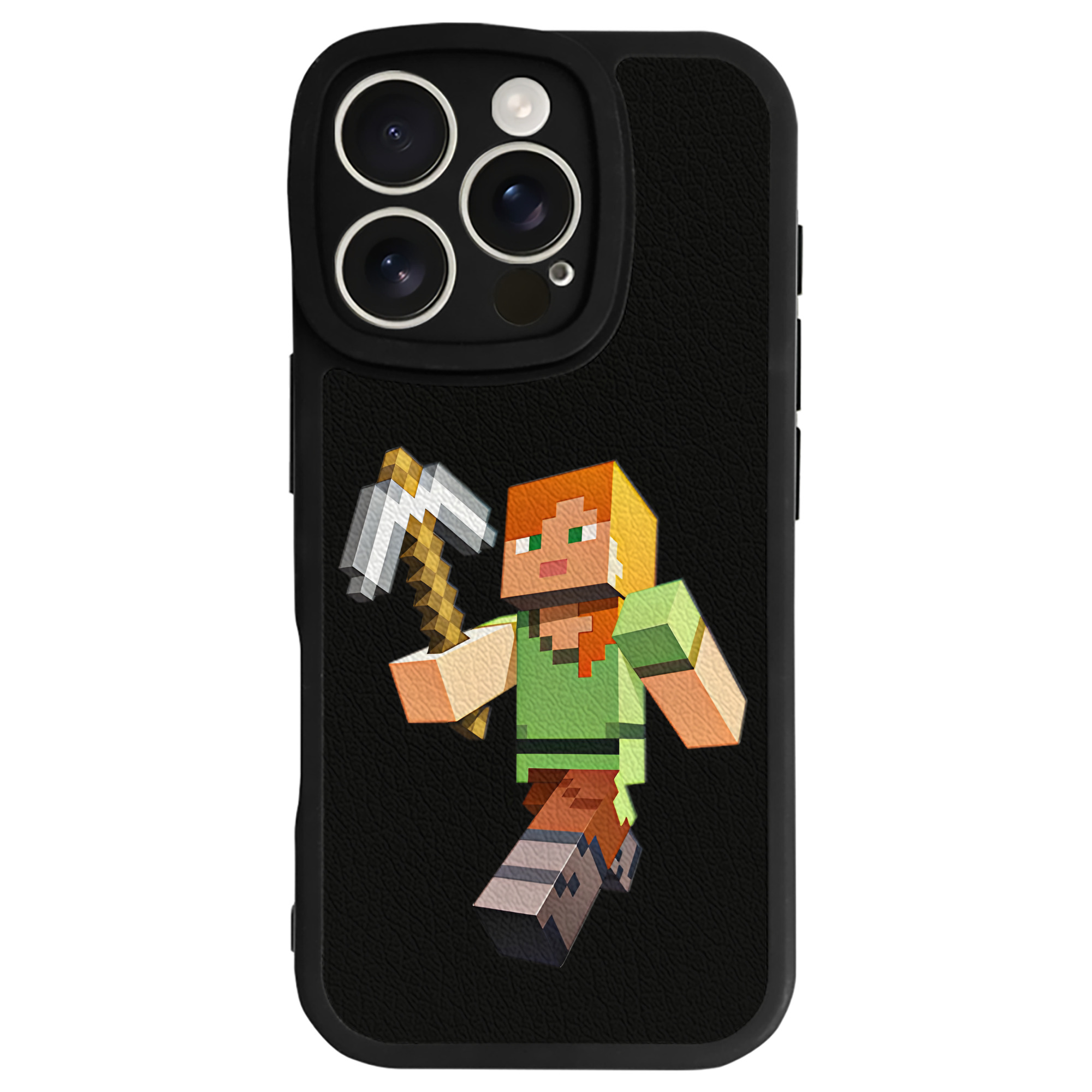 （画像用） マインクラフト ブロックの世界 Minecraft MC Block world 【iPhone 16シリーズ対応】シリコンスマホケース（レザー調） 材質：シリコン